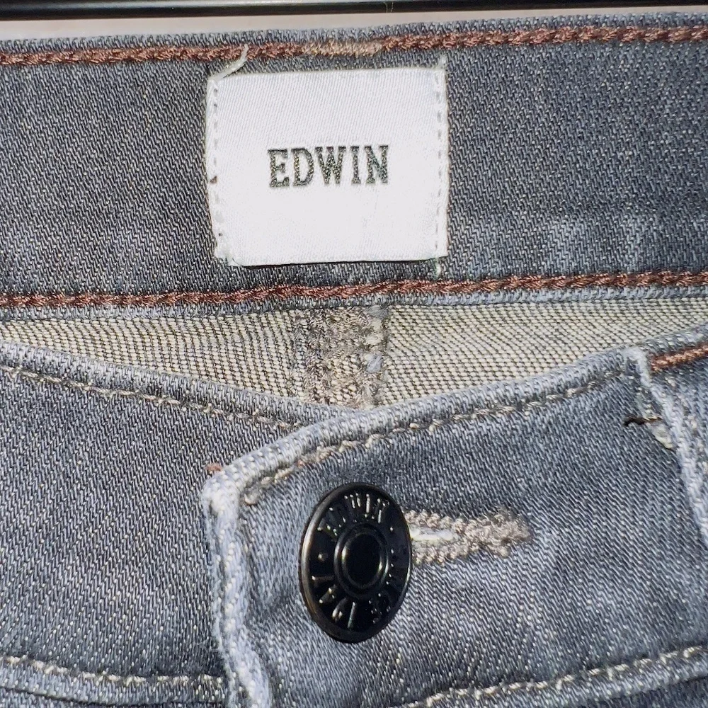 EDWIN Bree High Waist Raw Hem Crop Straight Leg Jeans In Ashland size 25 - Picture 3 of 7